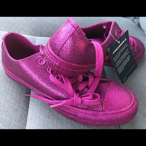 New fushia glitter big kids converse